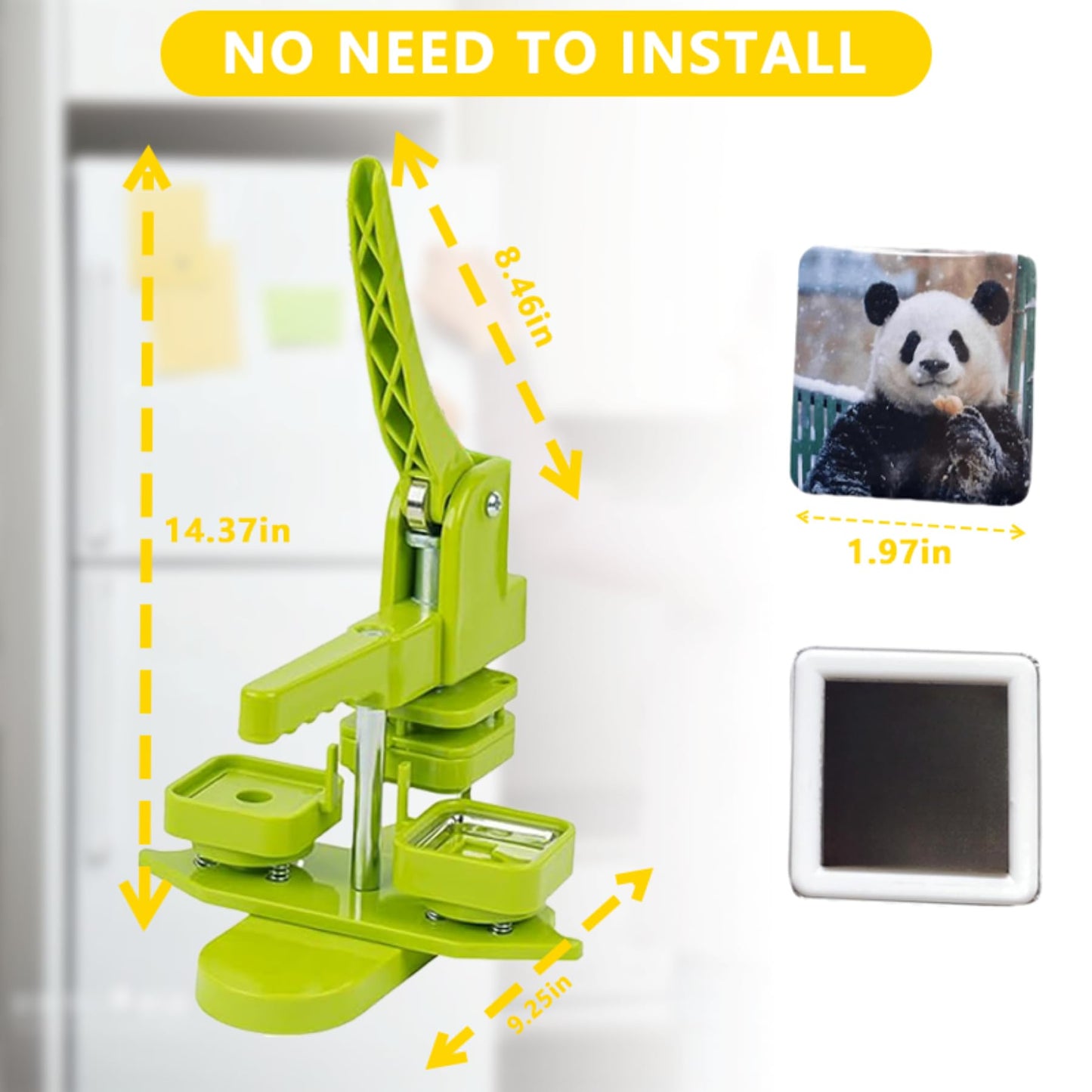 DCBADGE Square-Shaped Button Maker Machine,50mm/1.97 inch Square Fridge Magnet Maker Kit with 100 Sets of Refrigerator Magnet Supplies