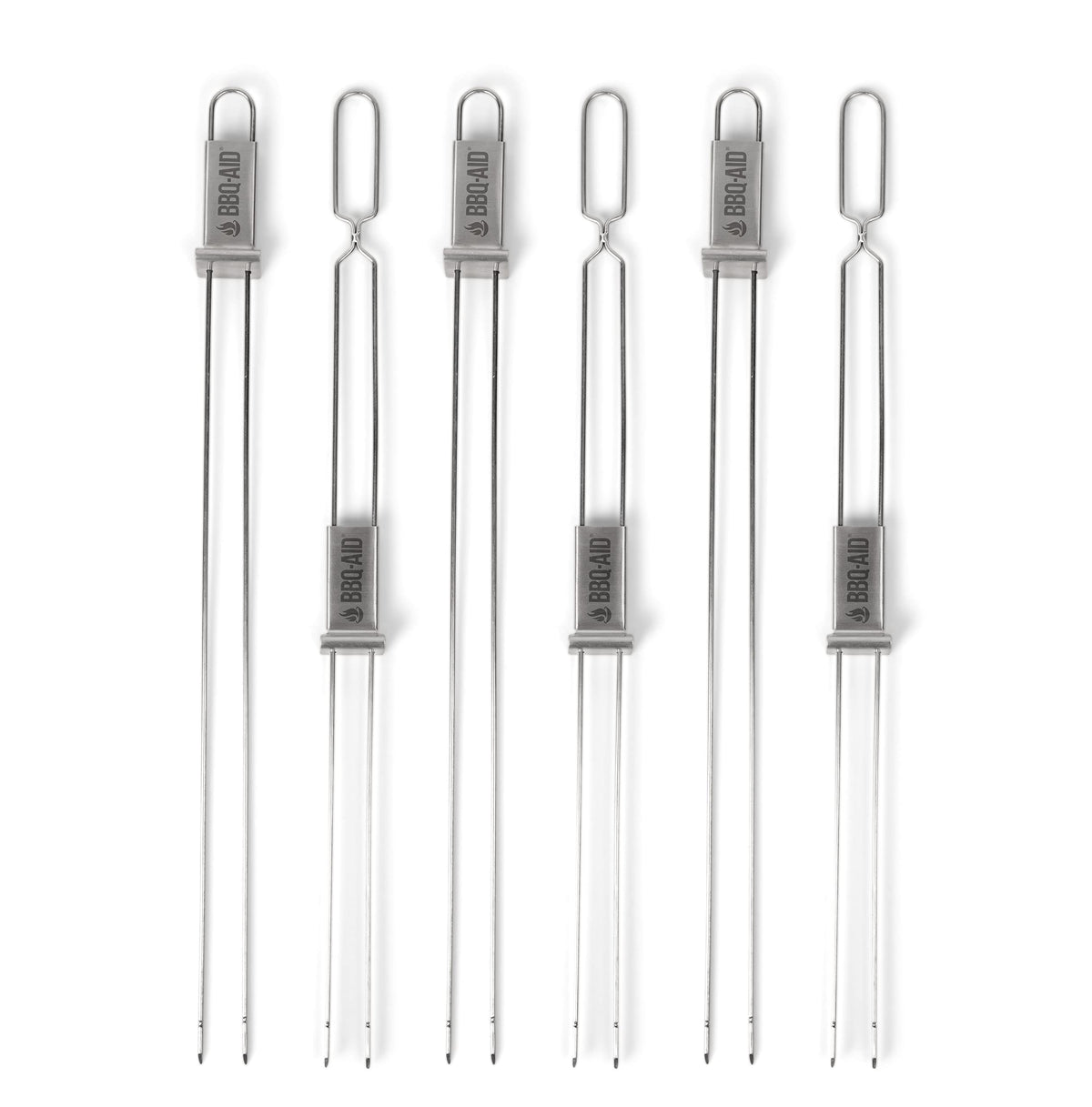 BBQ-AID Premium Barbecue Metal Skewers for Kabobs with Quick Release - Double Pronged, Stainless Steel Metal Skewer for Grilling - Shish Kabob Sticks, Veggies & More