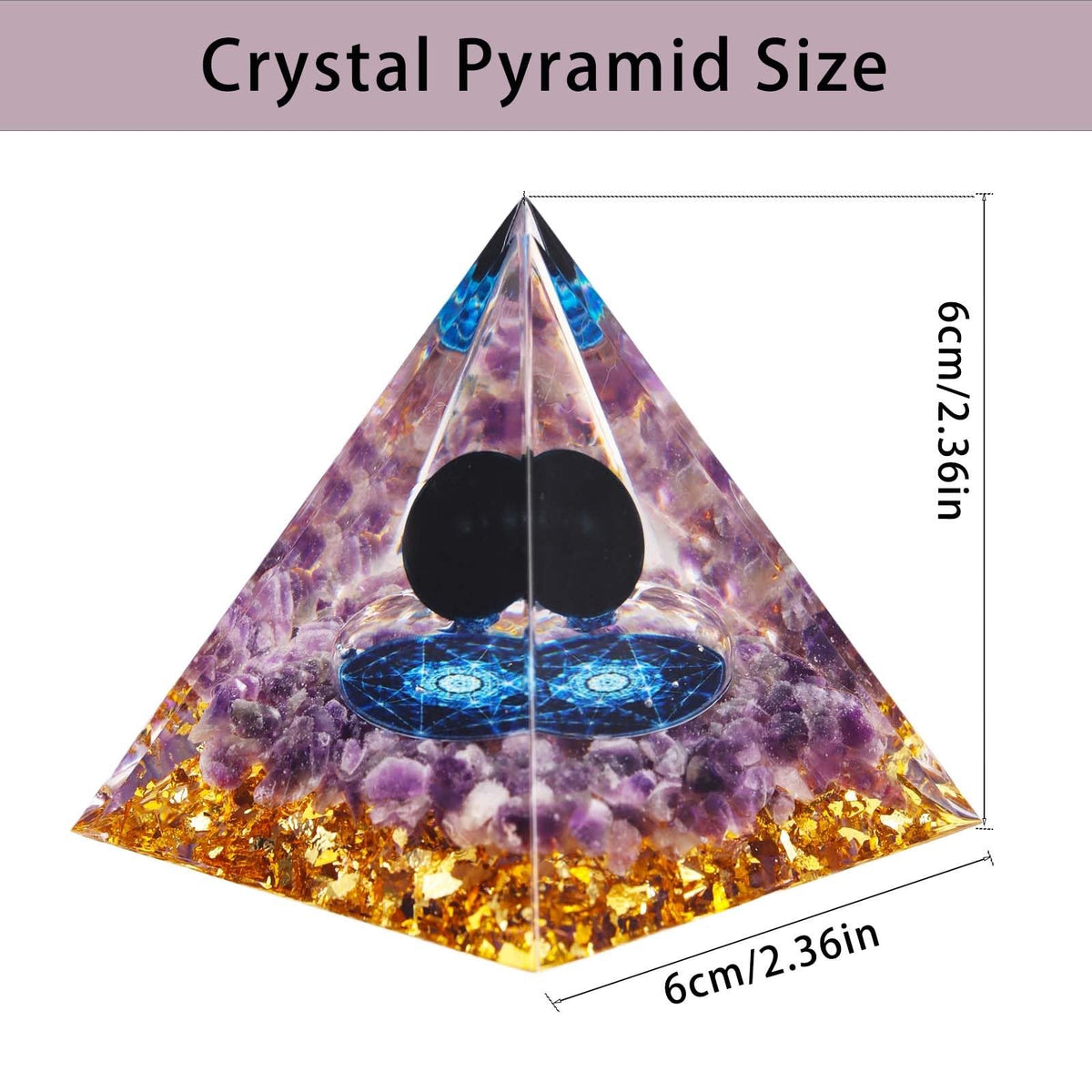 Crystal Pyramid, Obsidian & Amethyst Healing Crystal Pyramid Porstive Energy Generator, Natural Crystals Energy Pyramid for Attract Wealth Success and Lucky