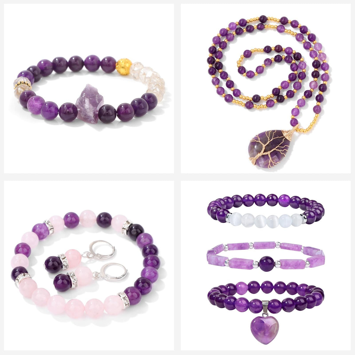 Risyfjew 50PCS 8mm Natural Amethyst Beads Gemstone Round Loose Beads for Jewelry Making Chakra Crystal Stone Beads for Bracelets Necklace Earrings Making Supplies (50pcs/Strand)