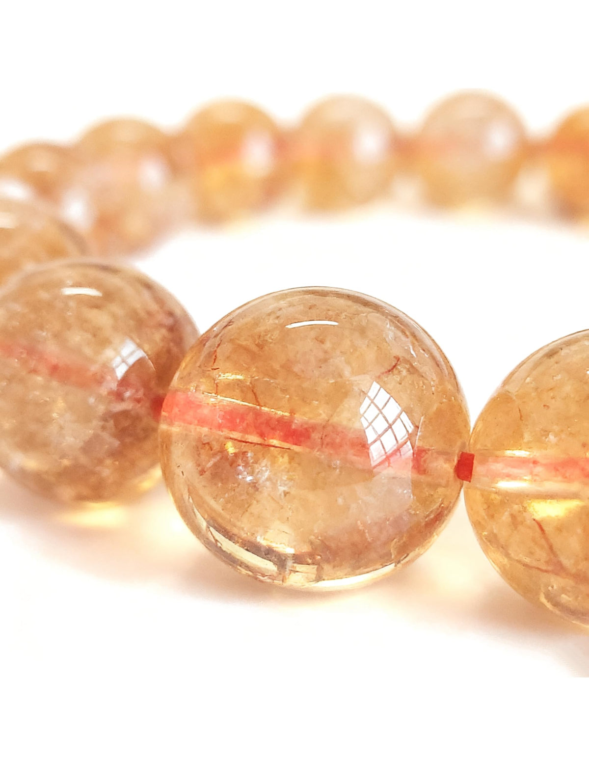 Silan's Yellow Phantom Quartz Bracelet for Women, Natural Crystal Stretch Elastic Adjustable Bracelet with Lucky Card, Gift for Her (11-12mm)