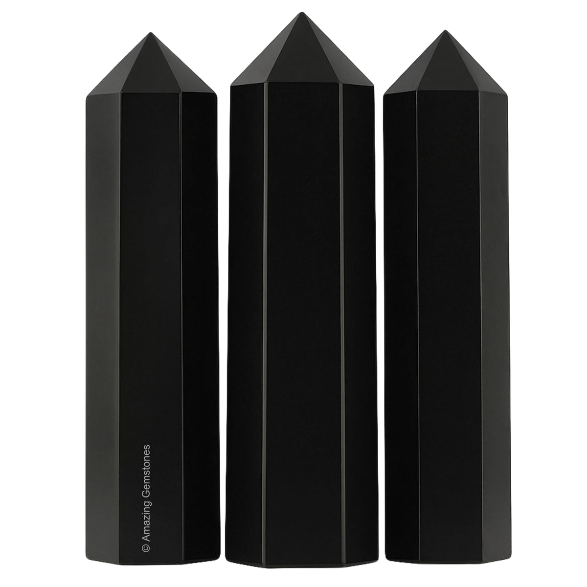 Amazing Gemstone Black Obsidian Crystal Points Bulk Healing Crystals and Stones - Pack of 3 Single Terminated Healing Wand Point Bulk Crystals for Crafts, Crystal Grid, DIY Work - Premium Crystals