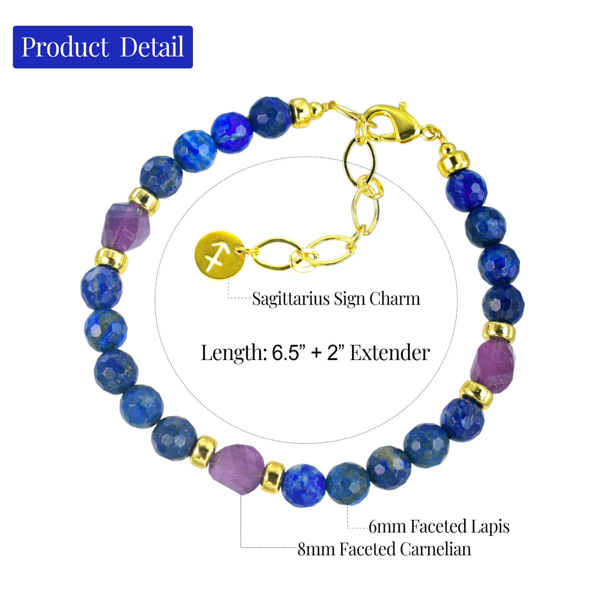Ayriwoyi Sagittarius Zodiac Bracelet Energy Spiritual Bracelet Lapis Lazuli Amethyst Stone Beads Bracelet with Handmade Astrology Jewelry Gift for Men Women