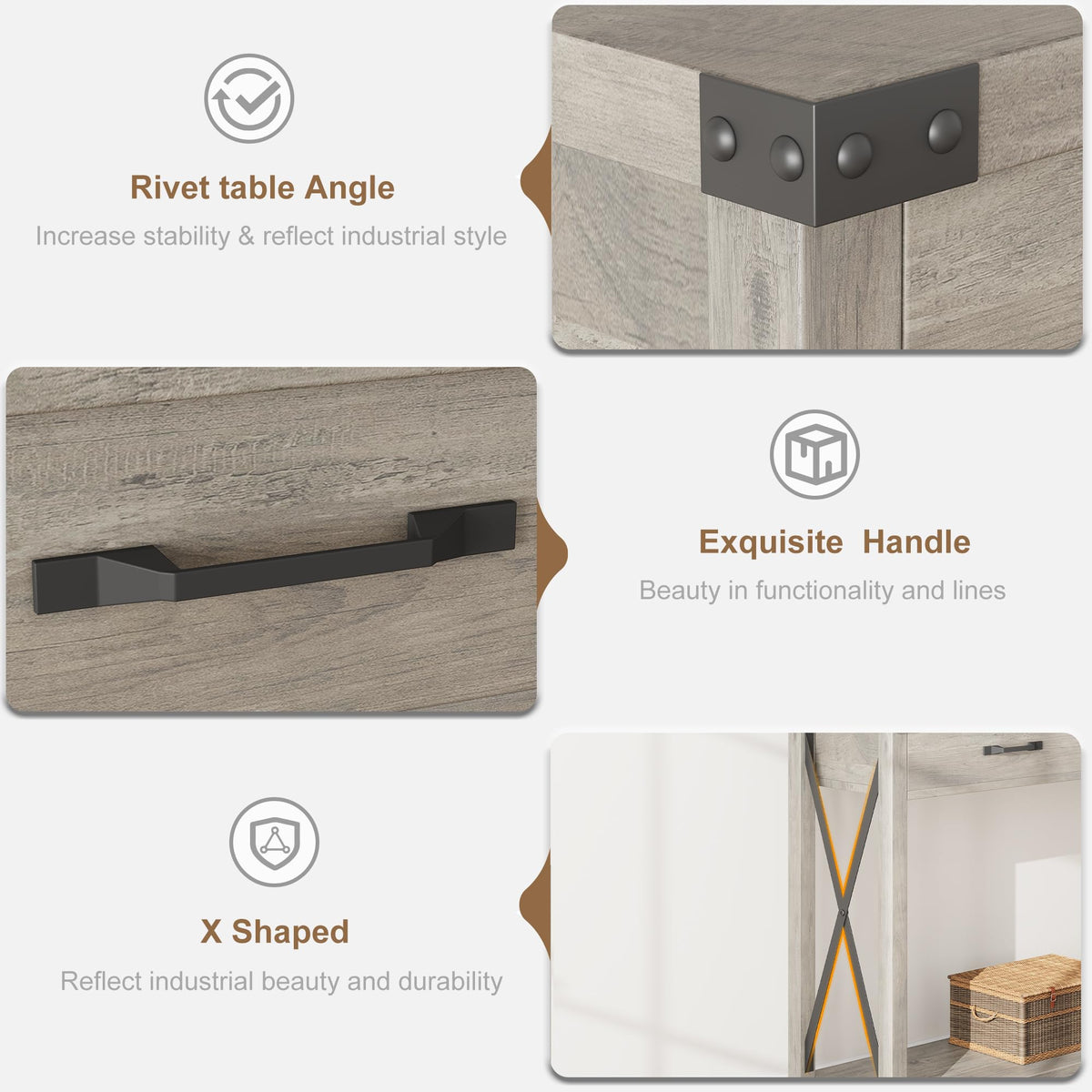IDEALHOUSE Console Table with 2 Drawers, Farmhouse Entryway Table with Storage Shelf, Accent Wood Sofa Table for Living Room, Hallway, Foyer-Grey (WCT001)