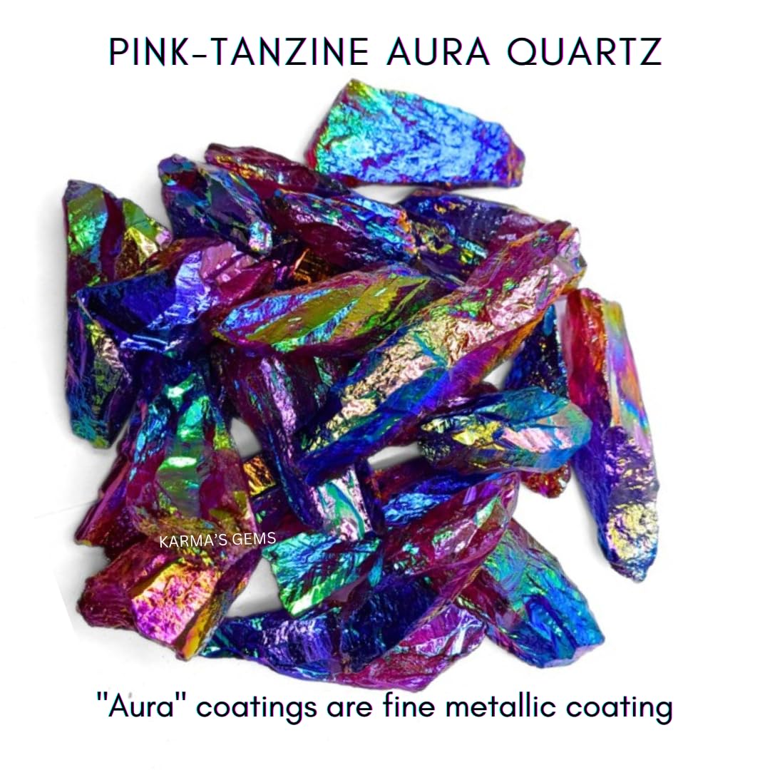 Crystals, Rocks, Jade, Crystals and Healing Stones, Witchcraft Supplies, Healing Crystals, Stones, Healing Stones, Rock Collection, Agate, Raw Stones (Pink-Tanzine Aura Quartz, 2 Pcs)