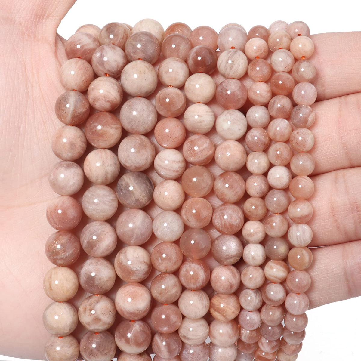 60pcs 6mm Natural Sunstone Beads Gemstone Beads Energy Healing Crystal Round Loose Stone Beads for Jewelry Making, DIY Bracelets Necklaces