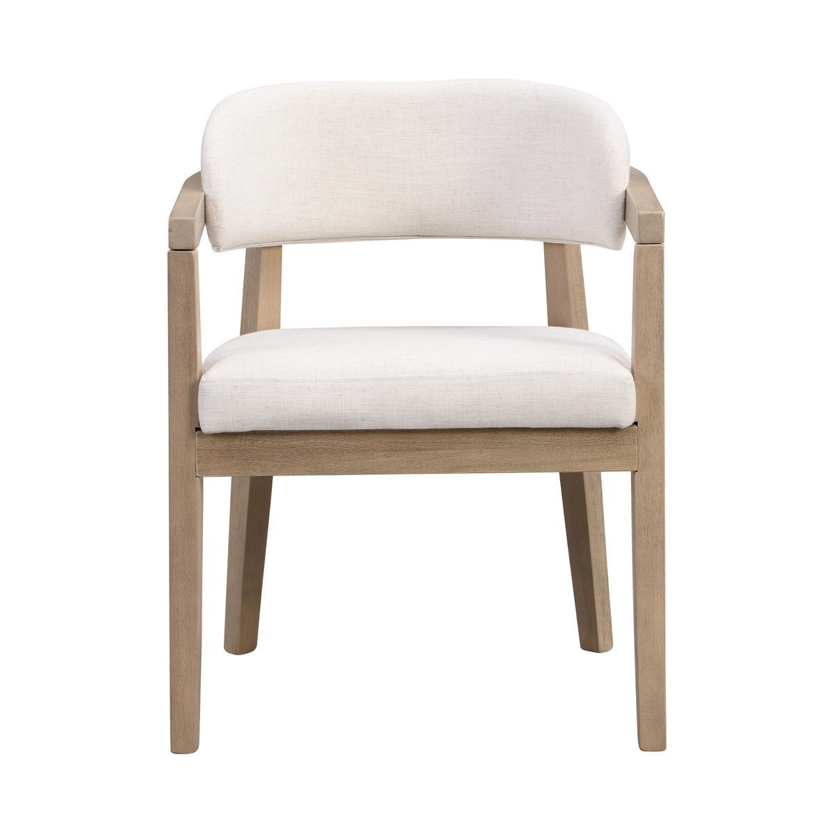 Christopher Knight Home Set of 2 Lanford Fabric Upholstered Dining Chairs, Curved Backrest Kitchen Side Chair, Soft Padded Seat&Back Cushion, Solid Wood Armchair, Ergonomic Extra Seat,Beige+Light Ash