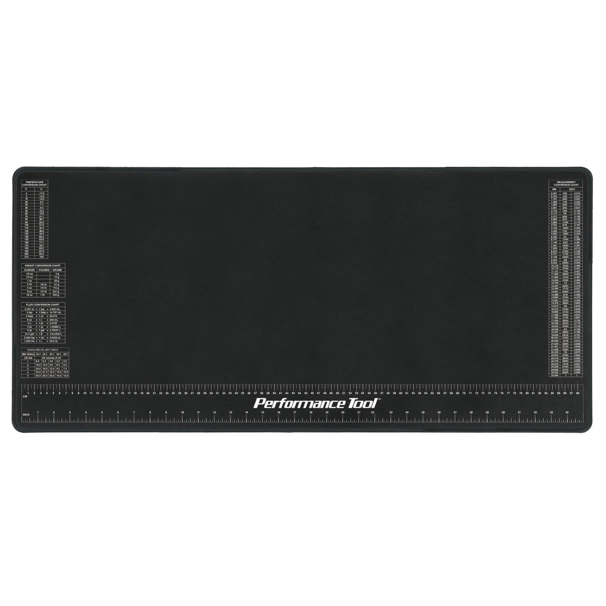 Performance Tool W88977 Neoprene Mat with Ruler and Reference Charts, Chemical Resistant, 16-Inch x 35.75-Inch, Protects Work Surface from Solvents and Oils