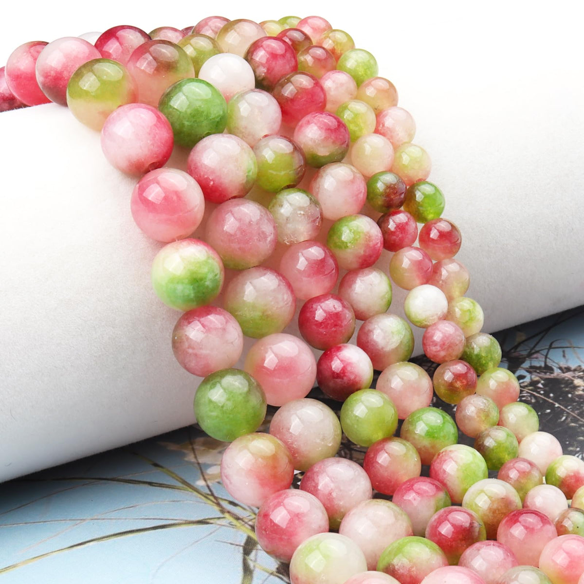 Siomia 45pcs 8mm Natural Watermelon Tourmaline Gemstone Beads Energy Healing Crystal Round Loose Stone Beads for Jewelry Making, DIY Bracelets Necklaces