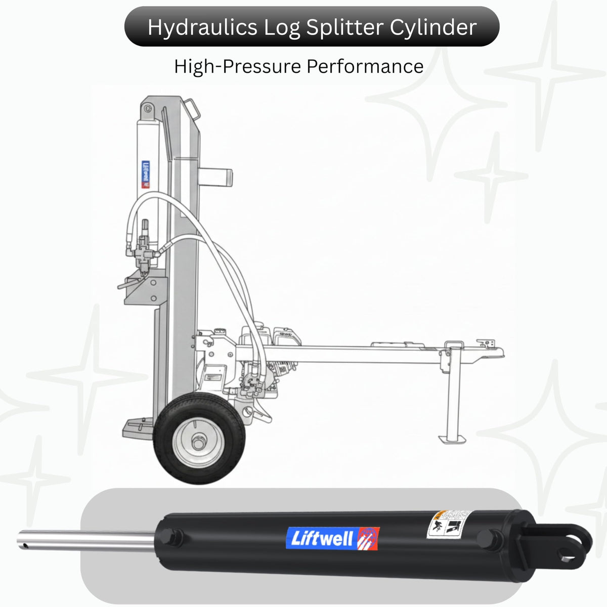 4x24 Hydraulic Log Splitter Cylinder – 4" Bore x 1.75" Rod x 24" Stroke with 1/2" NPT Ports, Welded Double Acting Hydraulic Cylinder for Wood Splitters – Heavy-Duty Log Splitter Cylinder 4x24