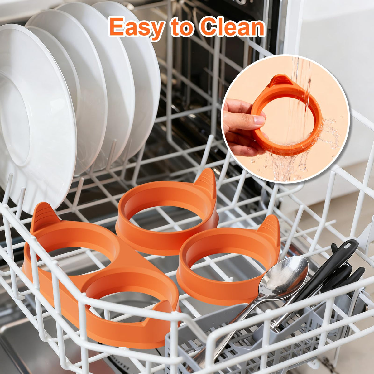 Silicone Egg Rings for Cooking, 4 Pack Egg Molds with Leak-Proof Design, Non-Stick BPA Free Egg Cooker Rings, Heat Resistant up to 500°F, Dishwasher Safe Grey