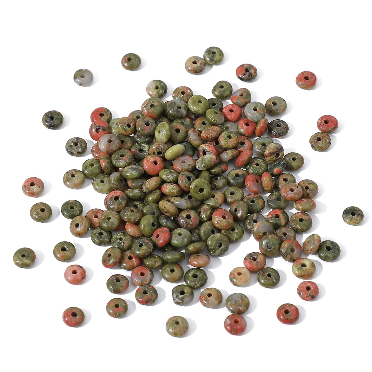 BEADIA Natural Unakite Disk Stone Beads 4x2mm 160pcs Rondelle Loose Semi Gemstone Beads for Jewelry Making Design