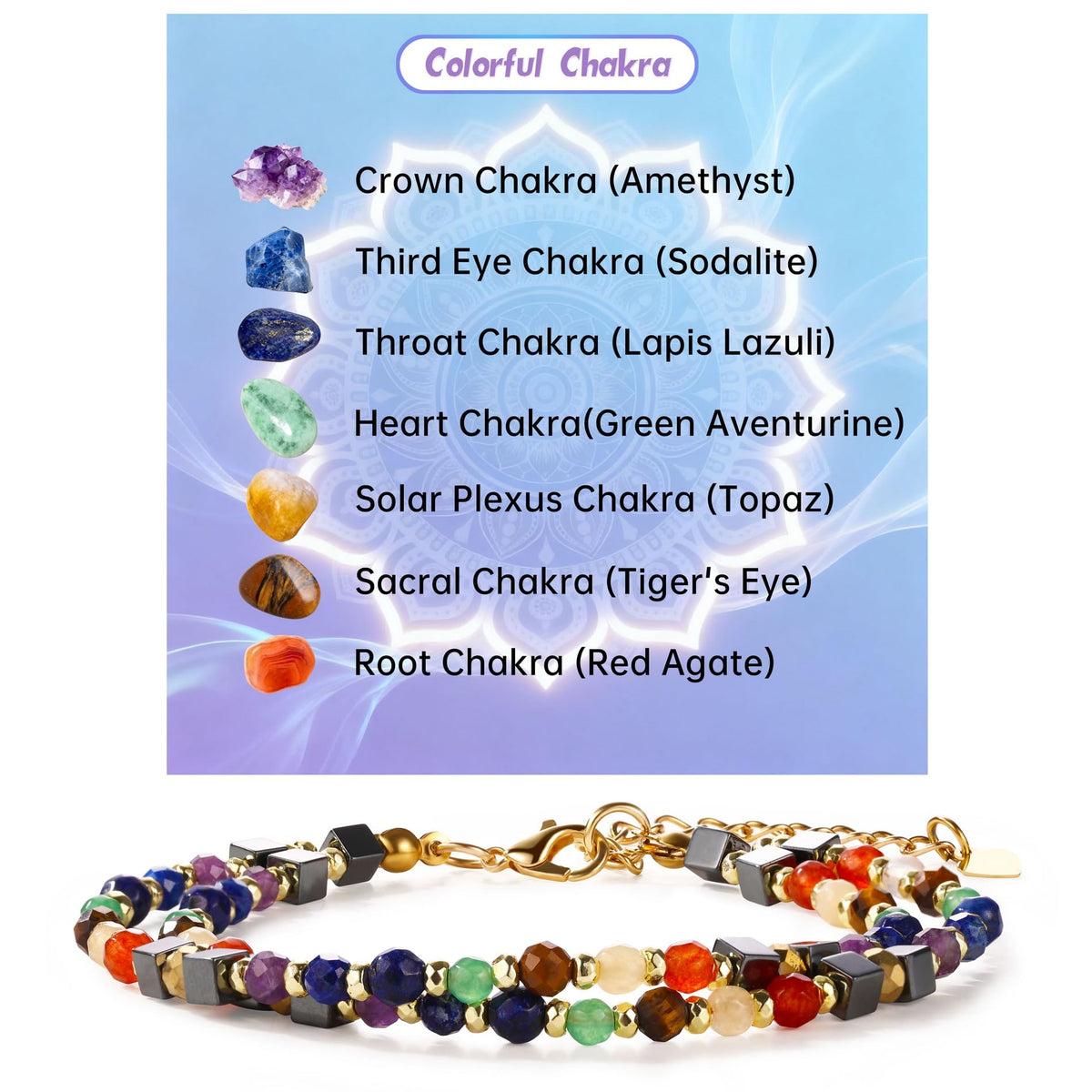 OTXIXTO Beaded Bracelets for Women 4mm Natural Gemstone Energy Chakra Healing Crystal Bracelet Dainty Handmade Jewelry Gifts - A1