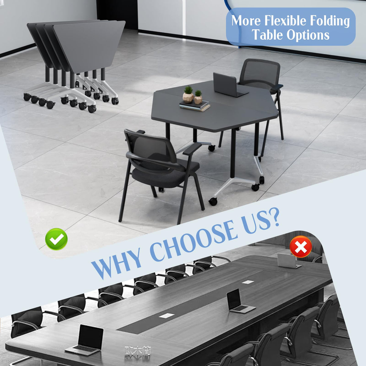 2 Pack Folding Conference Table,T-Shaped Conference Room Tables with Wheels, 47.2 in Modern Conference Table,Mobile Modular Seminar Meeting Desk for Classrooms,Office & Seminar (2, Dark Gray)