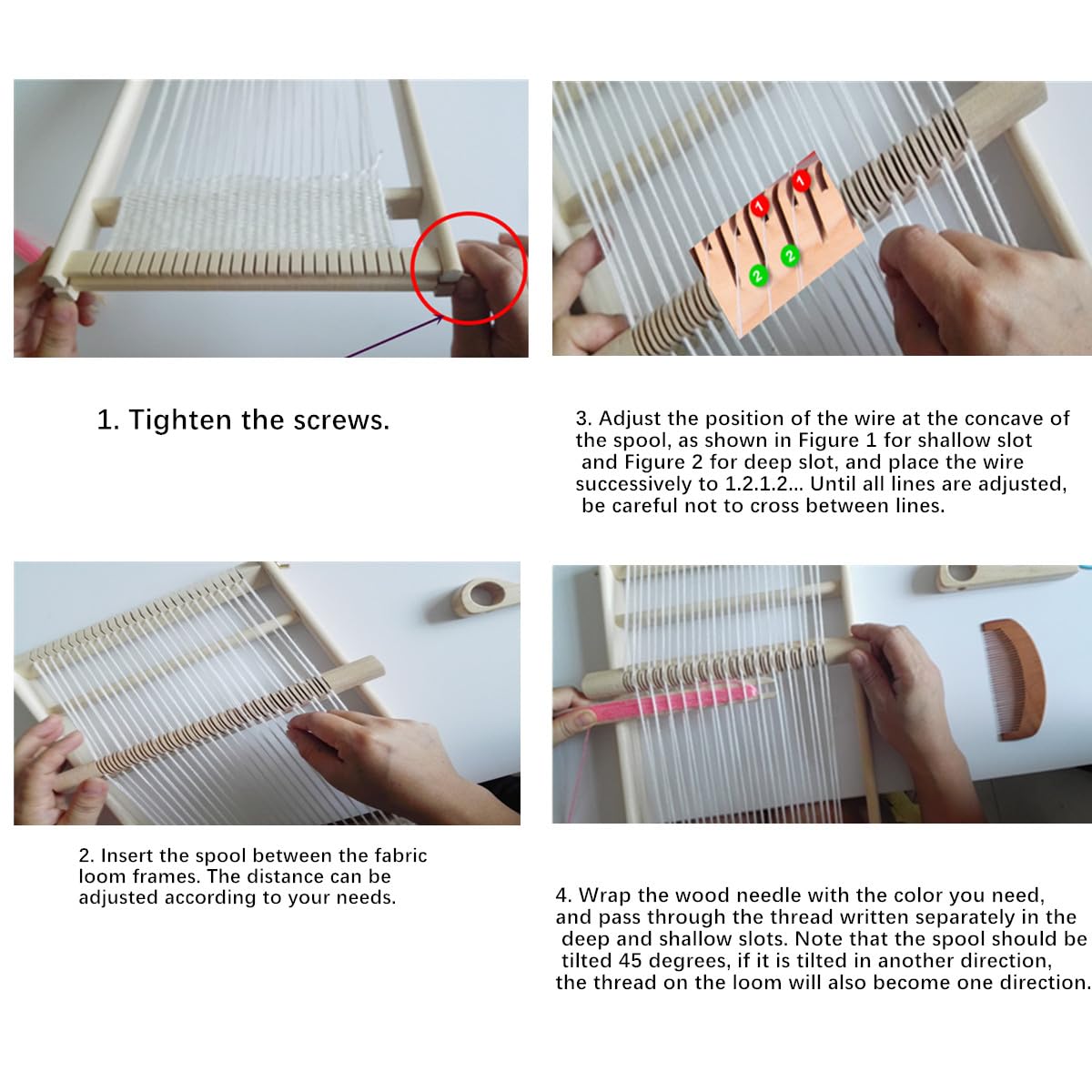 Wooden Craft Weaving Loom Kit, DIY Hand-Knitting Weaving Machine Tapestry Looms with Stick Bar, Large Weaving Frame to Handcraft Art for Beginners Experts, 10 by 15.7 Inch
