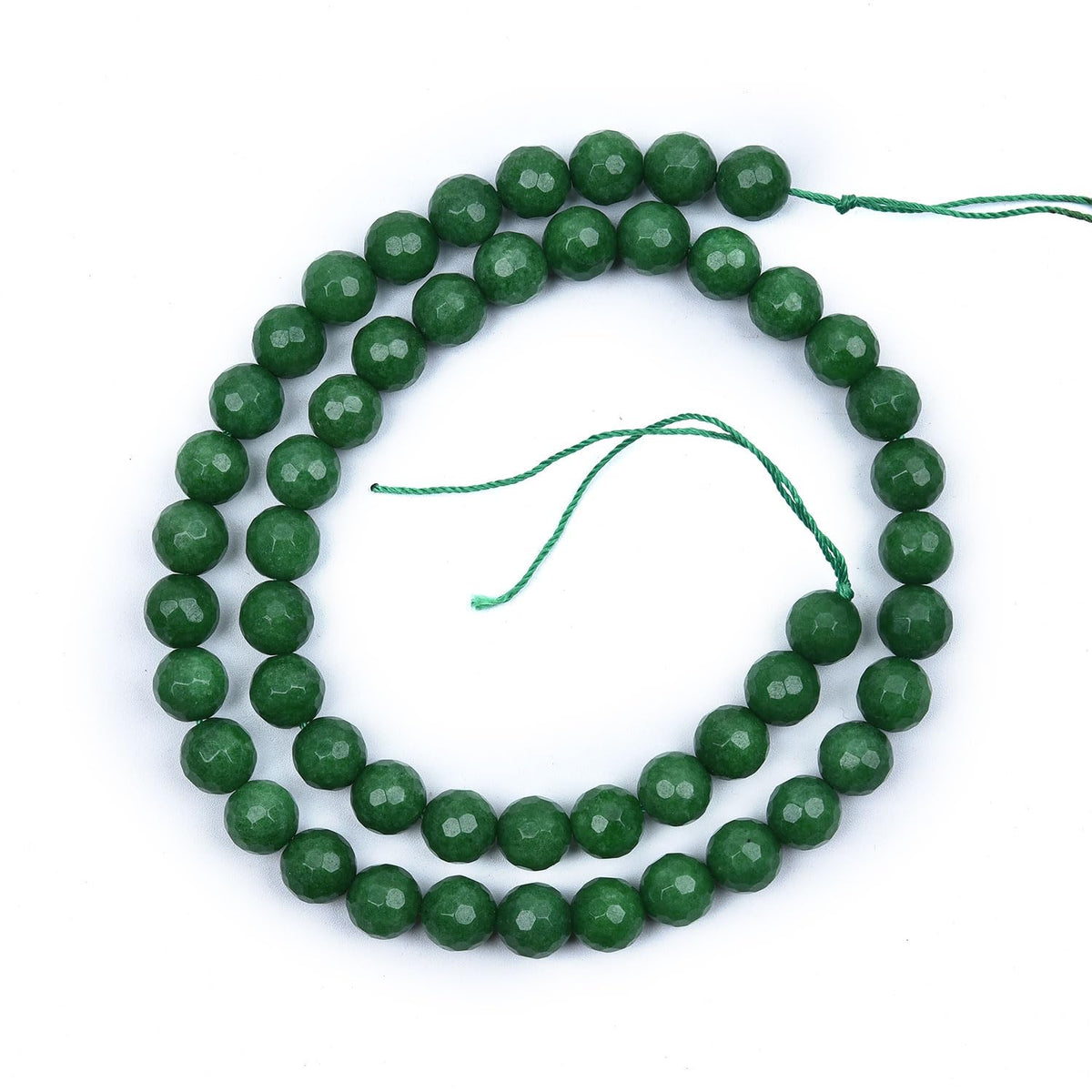HAAMIIQII 8mm Grass Green Jade Faceted Round Stone Spacer Beads, Loose Gemstone Beads for Jewelry Making, DIY Bracelet, Necklace, Healing Crystal 15 Inch (51pcs)