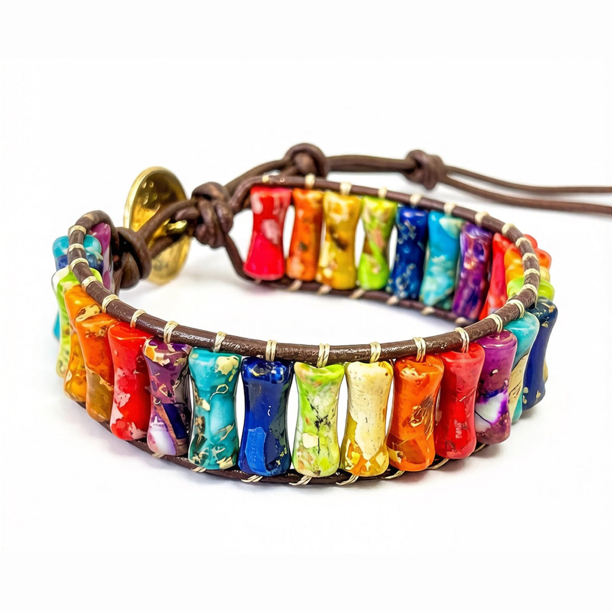 Lixdrem Boho Bracelets for Women Handmade Natural Stone Bracelet with Adjustable Leather Wrap Friendship Jewelry Inspirational Gifts for Women Friends