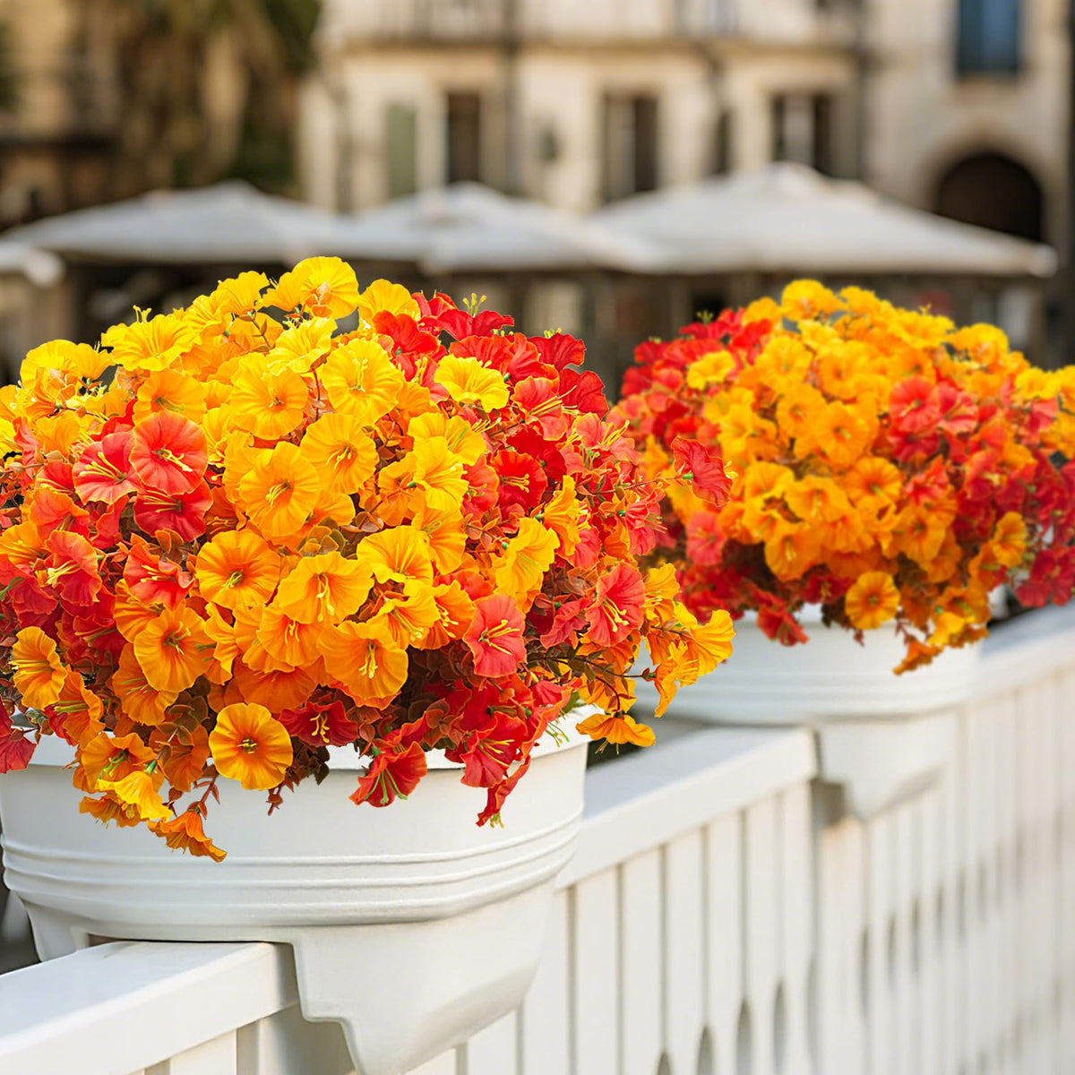 Grunyia 16 PCS Outdoor Fall Artificial Flower - Autumn Thanksgiving Halloween Porch Decor, Faux UV-Resistant Plants for Front Door, Wall, Fence, Fireplace Mantel Decorations