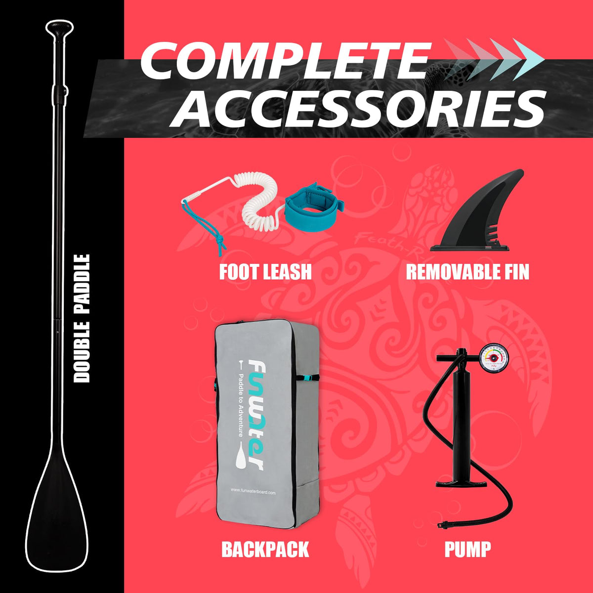 FunWater Inflatable Stand Up Paddle Board with Premium SUP Paddleboard Accessories, Anti-Slip EVA Deck, Paddle Boards for Adults & Youth of All Skill Levels