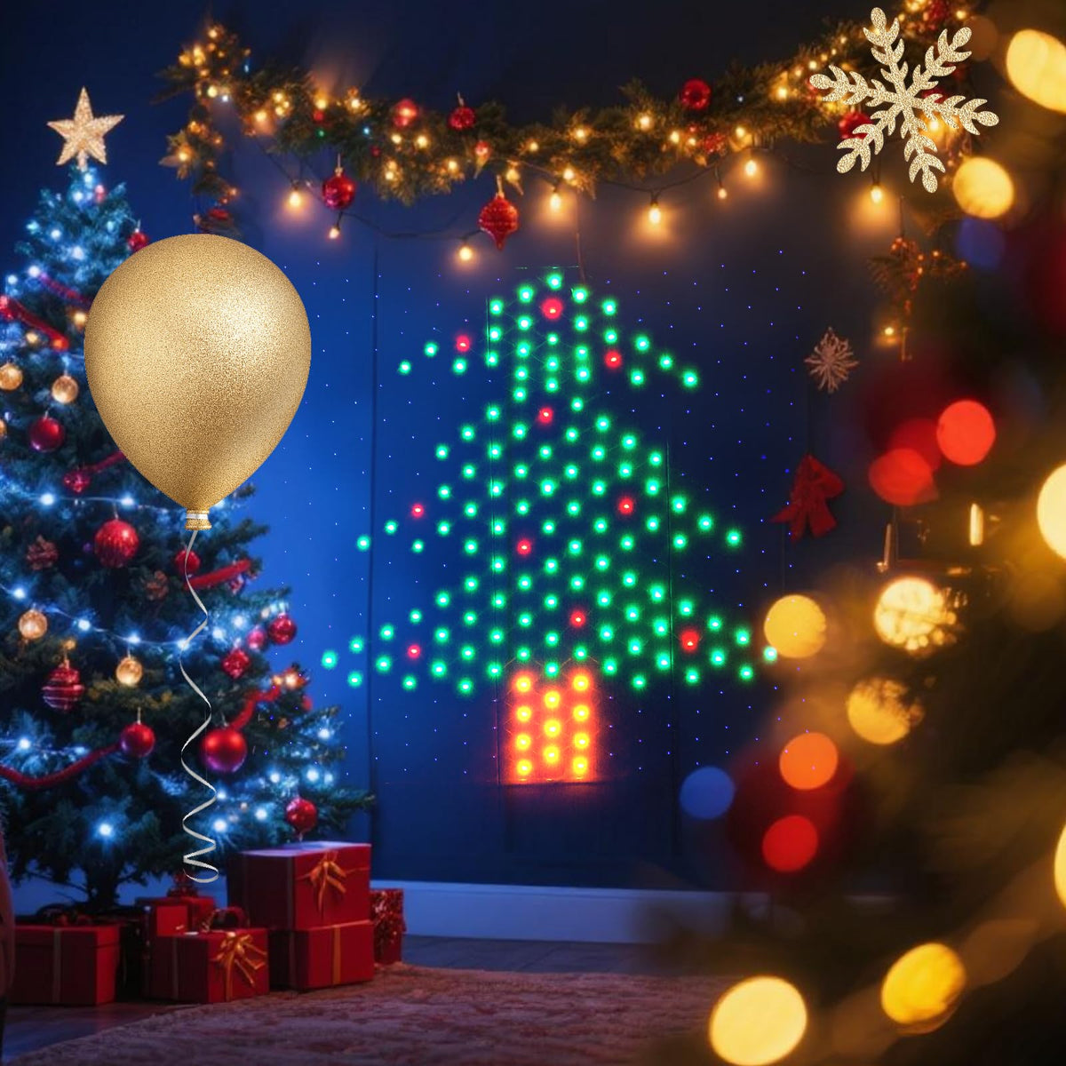 Leisure world LED Christmas Tree Window Silhouette Lights,USB Operated LED Net Outdoor Mesh Lights with Timer, 8 Modes for Indoor Outdoor Holiday Xmas Party Decor