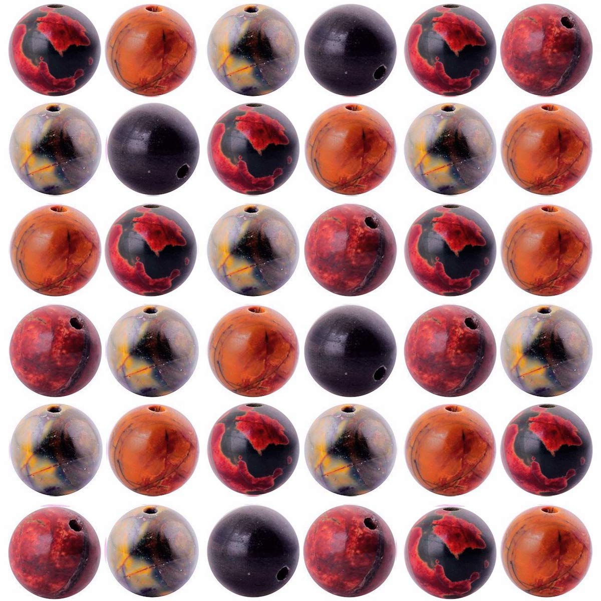 Natural Stone Beads 100pcs 8mm Picasso Jasper Round Genuine Real Stone Beading Loose Gemstone Hole 1mm DIY Charm Smooth Beads for Bracelet Necklace Earrings Jewelry Making (Picasso Jasper Red, 8mm)