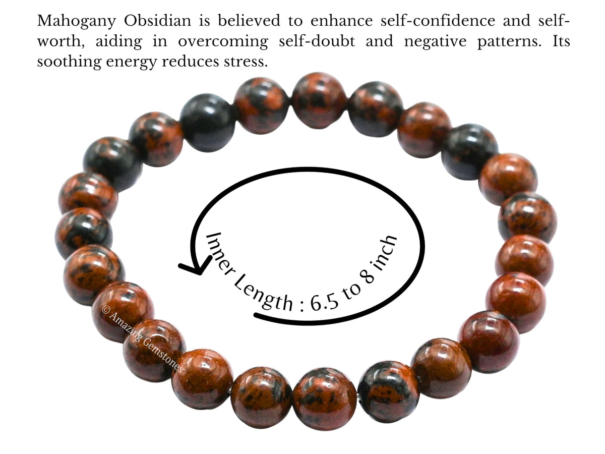 Amazing Gemstone Crystal Bracelet for Women Men's Gifts - Protection Healing Crystal Bracelet - 8mm Gemstone Beaded Stretchable Bracelet Pulseras Para Hombres Mujer Stocking Stuffers Mothers Day Gift (Mahogany Obsidian)