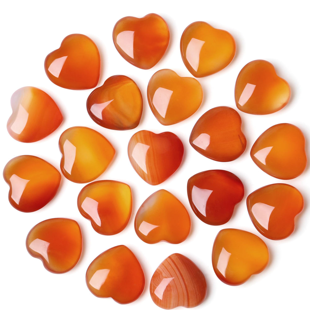 NUKAYAI 20PCS Red Carnelian Healing Crystals Stones Heart Shaped Set Polished Love Crystal Natural Cute Pocket Thumb Reiki Wholesale Set Balancing Meditation Heart Mothers Day Bulk Gifts for Women