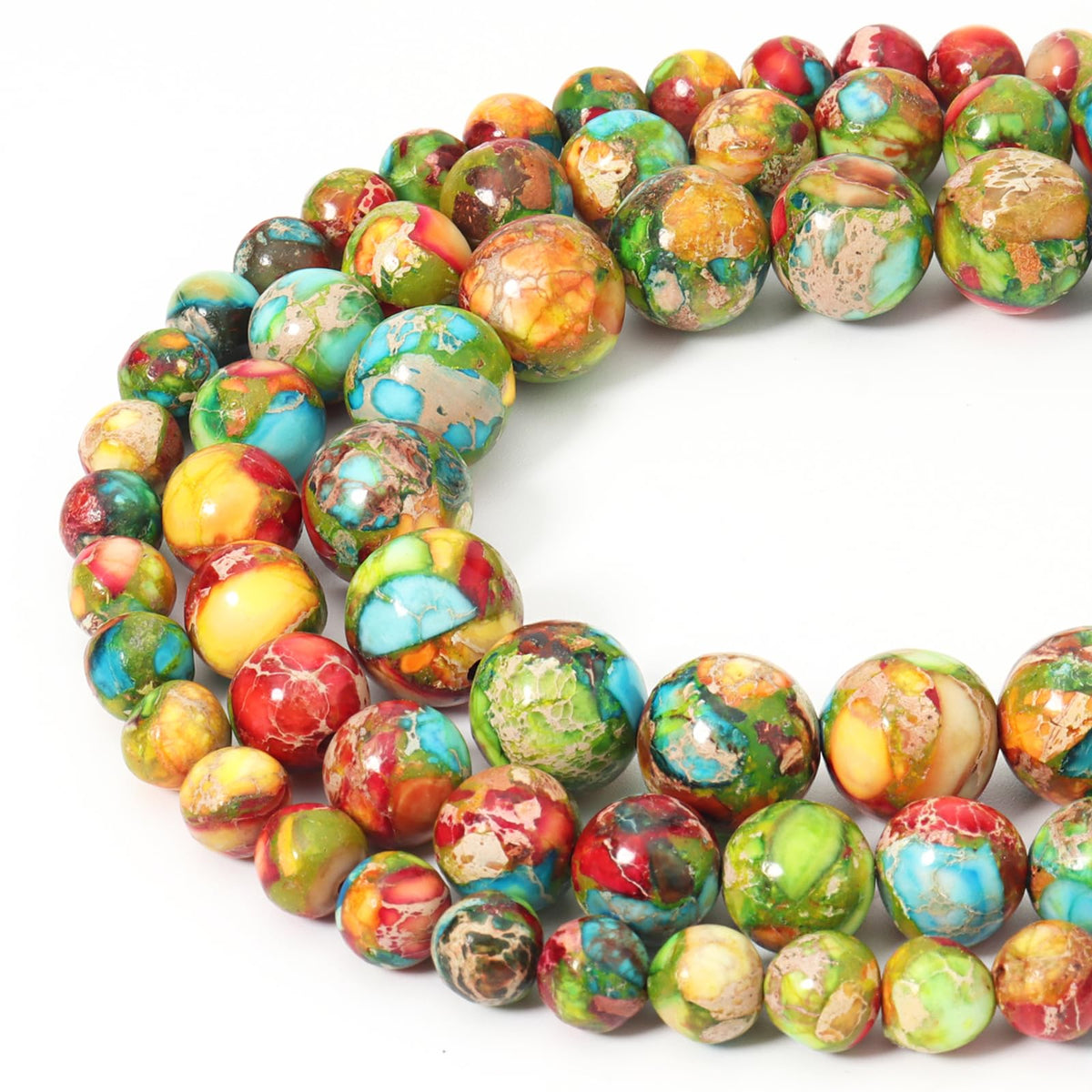 Siomia 60pcs 6mm Natural Mixed Green Imperial Jasper Gemstone Beads Energy Healing Crystal Round Loose Stone Beads for Jewelry Making, DIY Bracelets Necklaces