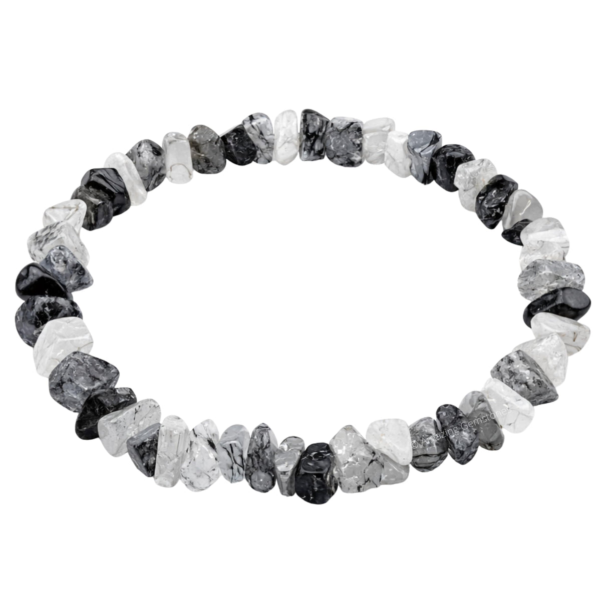 Amazing Gemstone Chips Bracelet (Black Rutilated Quartz)