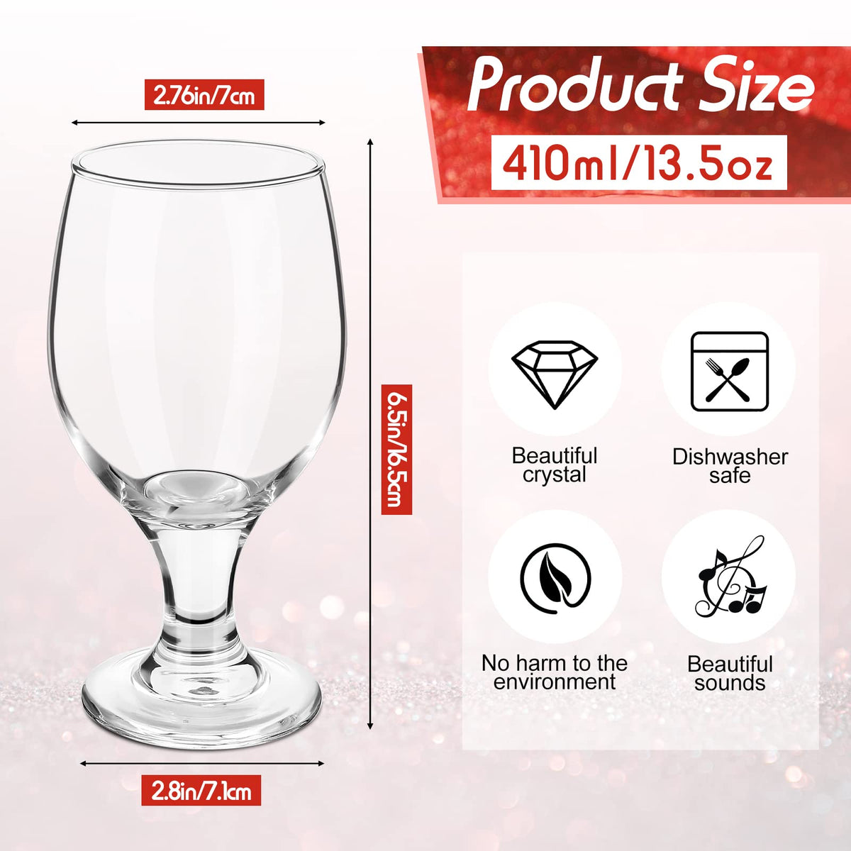 Patelai Set of 120 Water Goblet, 13.5 oz Clear Drinking Glasses Bulk Dishwasher Safe, Stemmed Water Glass for Juice Wine Beer Tea Sangria Cold Beverages, Reusable Glassware for Home Party Restaurant