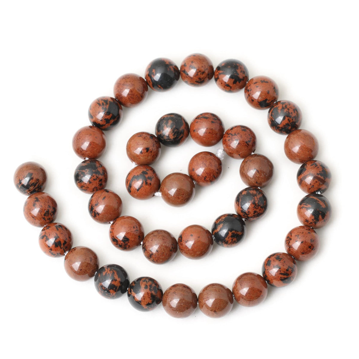 CHEAVIAN 35PCS 10mm Natural Mahogany Obsidian Stone Round Loose Beads for Jewelry Making 1 Strand 15"