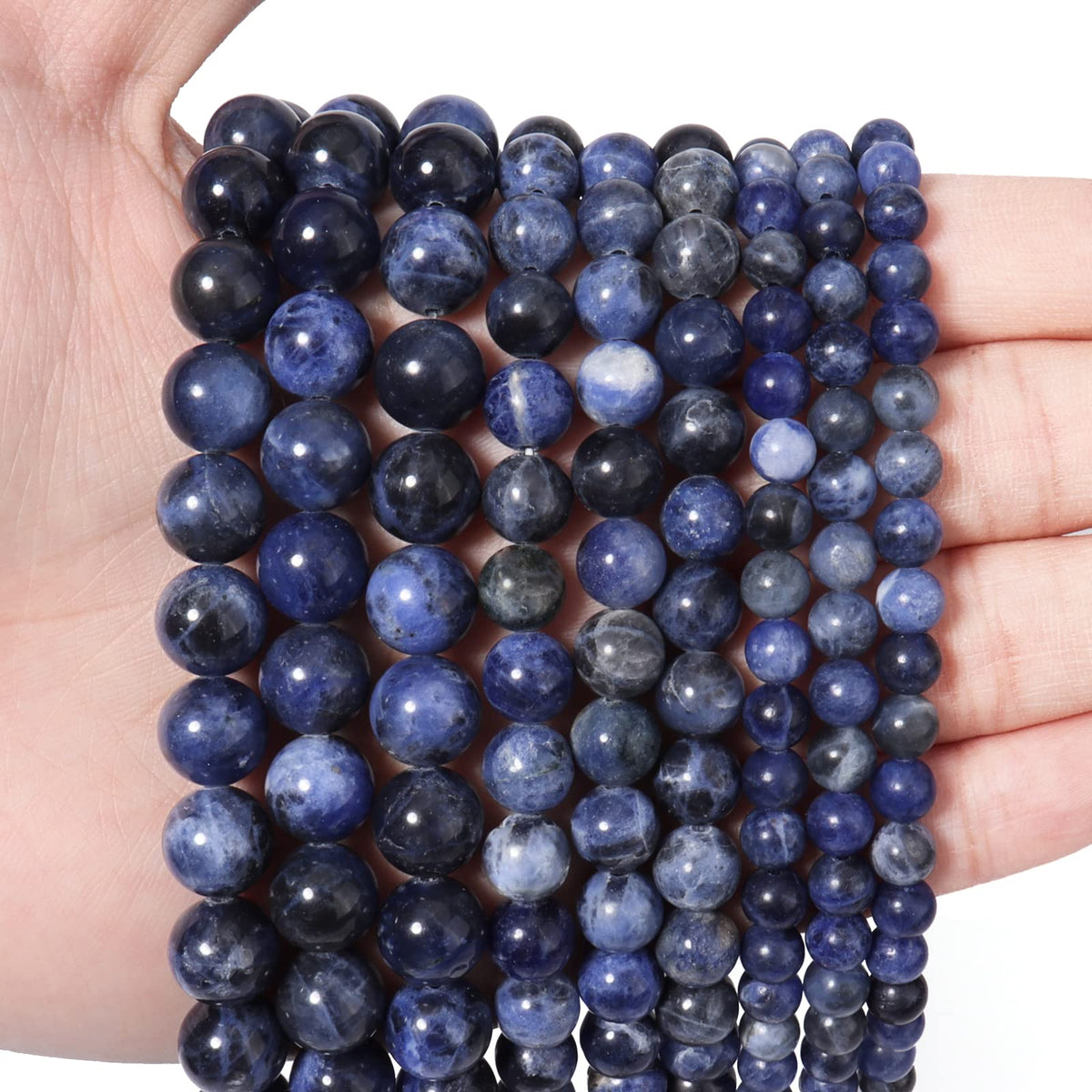 35pcs 10mm Natural Stone Beads Blue Sodalite Beads Energy Crystal Healing Power Gemstone for Jewelry Making, DIY Bracelet Necklace