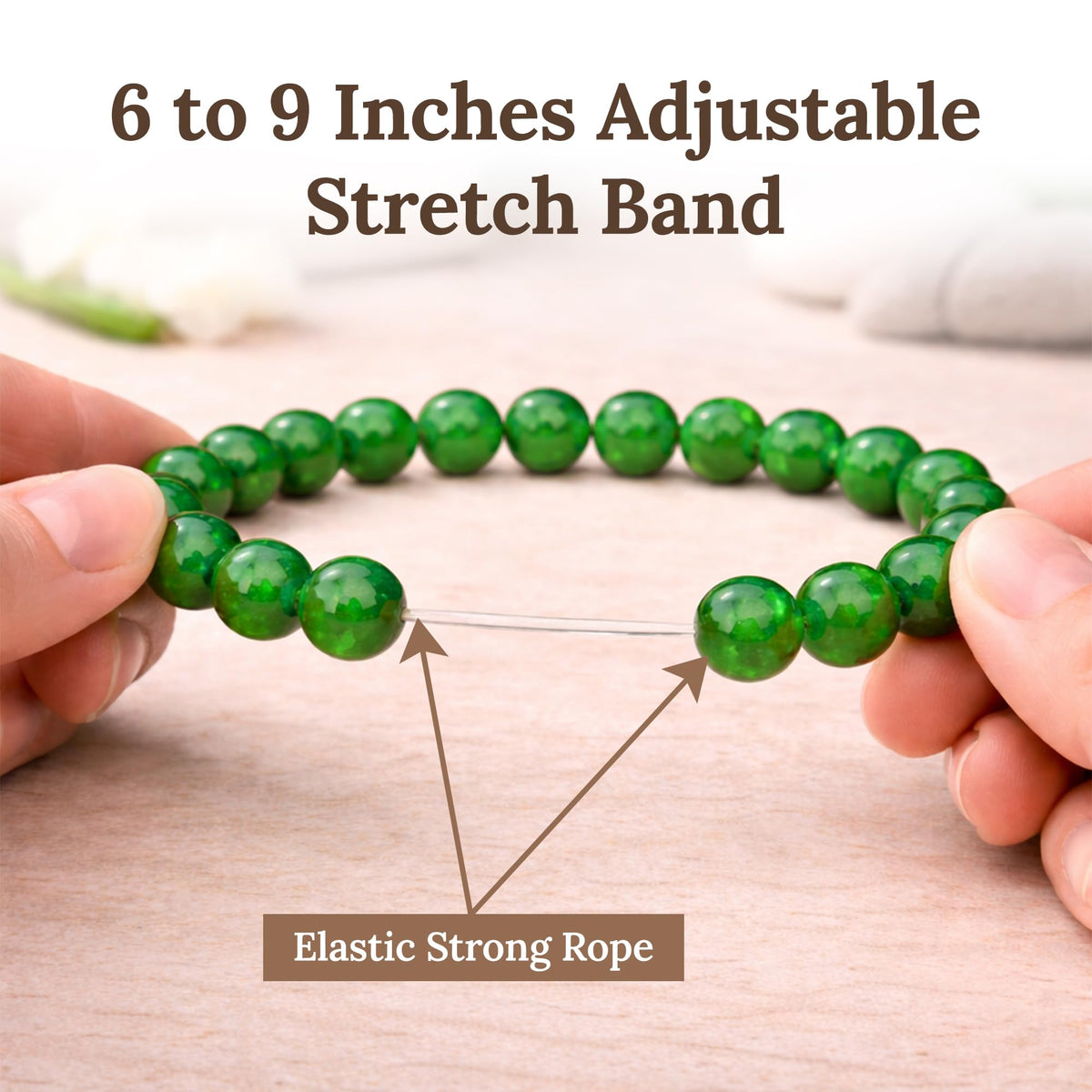 Elm City Direct 8mm Natural Stone Beaded Bracelet – Unisex Crystal Stretch Bracelets for Men & Women, Chakra & Healing Jewelry, Gift-Ready Beaded Bracelets (Jade, 8mm)