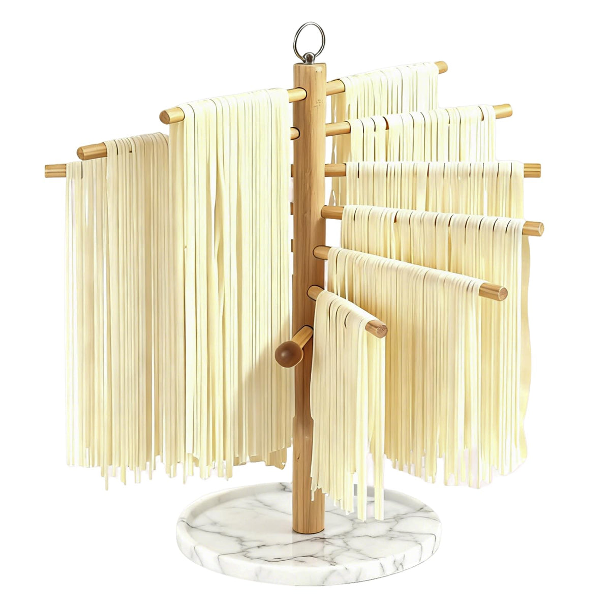 Pasta Drying Rack with Transfer Wand and 7 Bars, noodle drying rack Easy to Transfer for Drying Pasta and Cooking, Special Suspension Design for Large Storage pasta rack easy use pasta dryer
