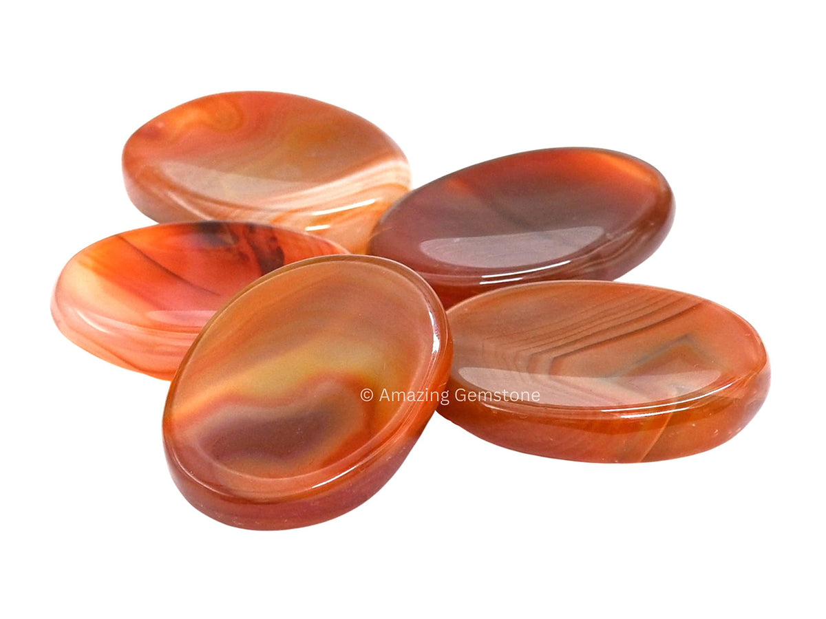 Amazing Gemstone Carnelian Worry Stone Crystals and Healing Stones - Stress Relief Gifts - Piedra Crystal Fidget for Meditation, Relaxation - Unique Stocking Stuffers and Birthday Gifts