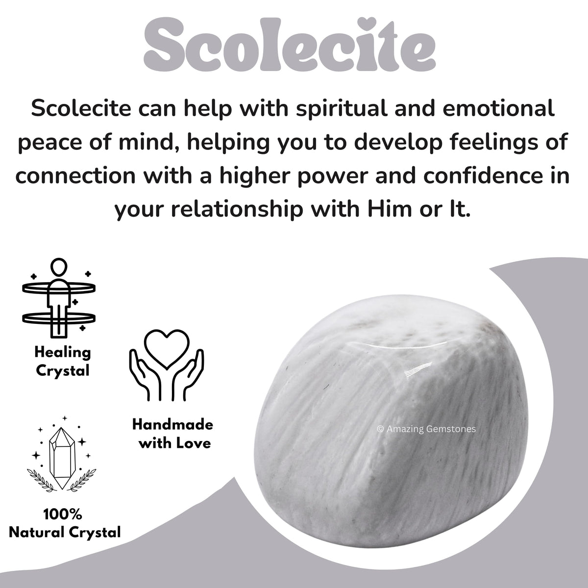 Amazing Gemstone Scolecite Crystals and Healing Stones Tumbled - 1 oz Scolecite Stone Gem Stones, Natural Healing Stones for Energy Balance, Stress Relief - Premium Polished Gems Rocks for Meditation