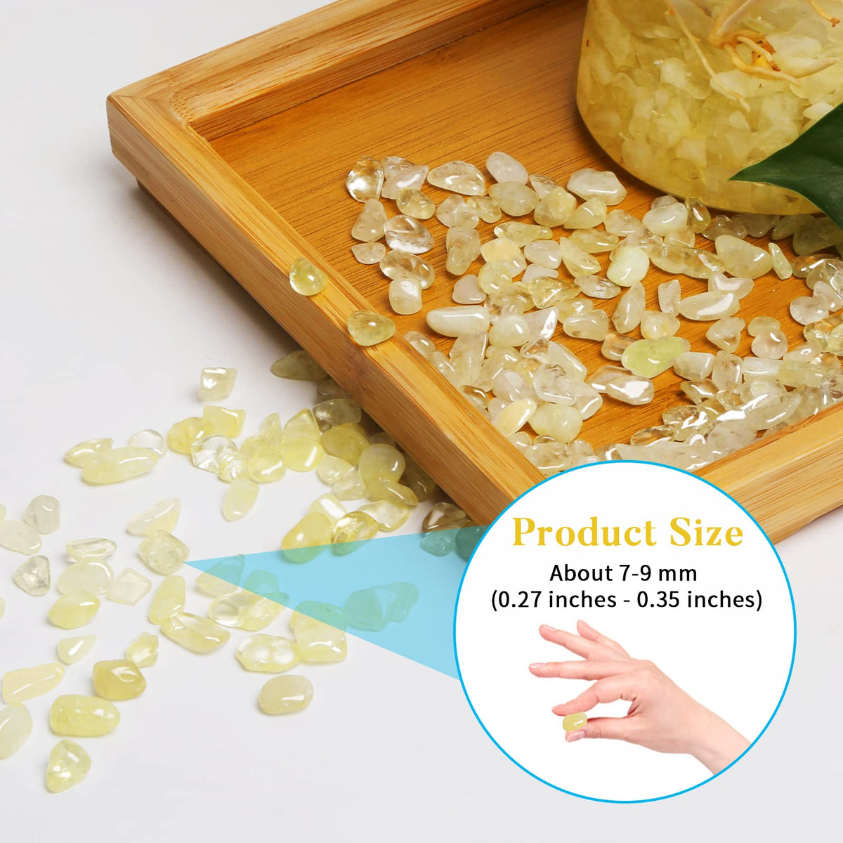 QICQDRAM Polished Gem Stones Rocks Crystals 0.9 Lb/405g Tumbled Stones Citrine Crystal Chips Bulk for Healing Crystals & Fish Tank Rocks Gravel, Vase Filler, Plants Decor