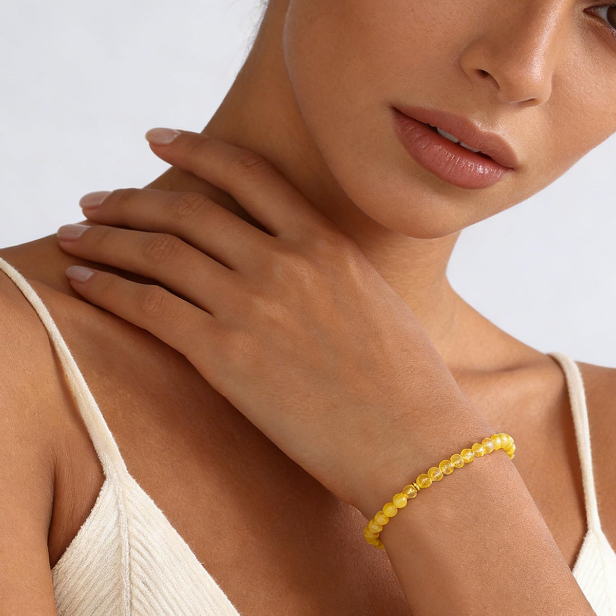 Kenailw Citrine Crystal Bracelet for Women Natural Stone Cuarzo Citrino Para Mujer Beads Bracelet Jewelry Gifts