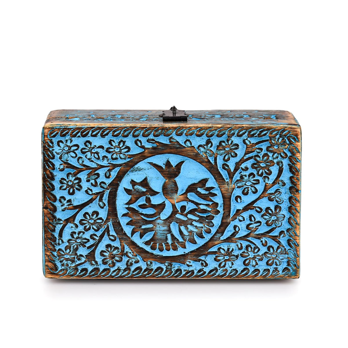BHAVATU |Wooden Jewelry Box, Tarot Box, Celestial Home Decor, Witch Box, Tree of Life, Trinket Box |Size- 8" x 5" x 2.5",| Decorative Storage Bin