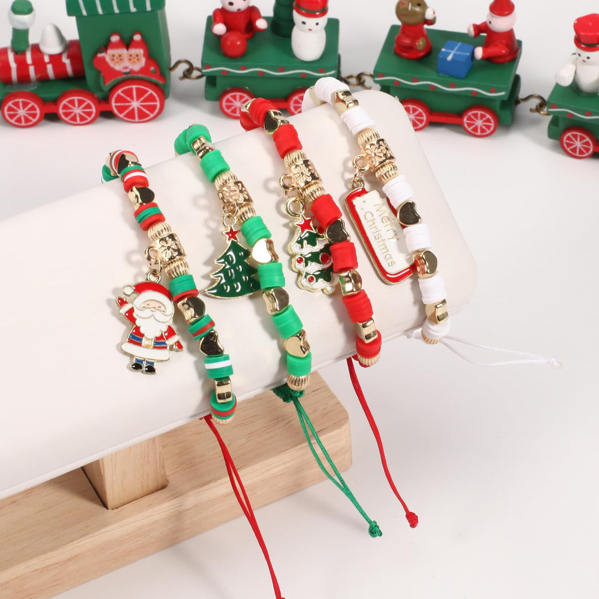 Twinfree 24pcs Christmas Theme Adjustable Rope Cord Bracelet for Women Jewelry Gifts