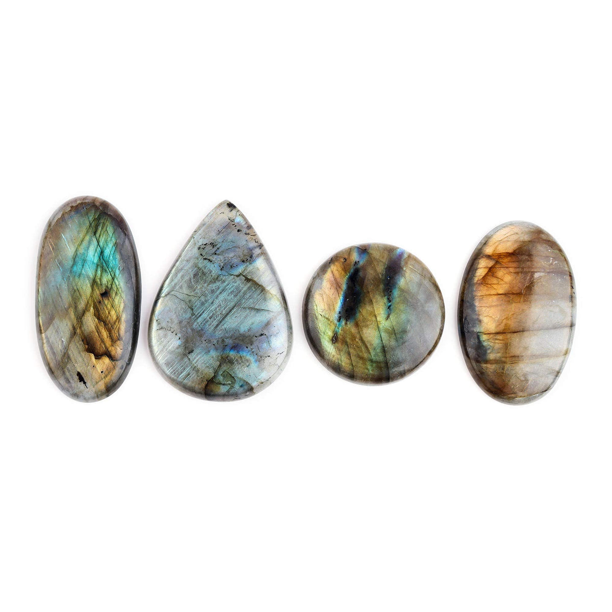 OdrillionGems Natural Labradorite Stone, Natural Gemstones and Crystals Cabochon Lot, DIY Jewelry Making Loose Gemstones, Chakra Healing Crystals, Wire Wrapping Cabochons, Pack of 5 (Large)