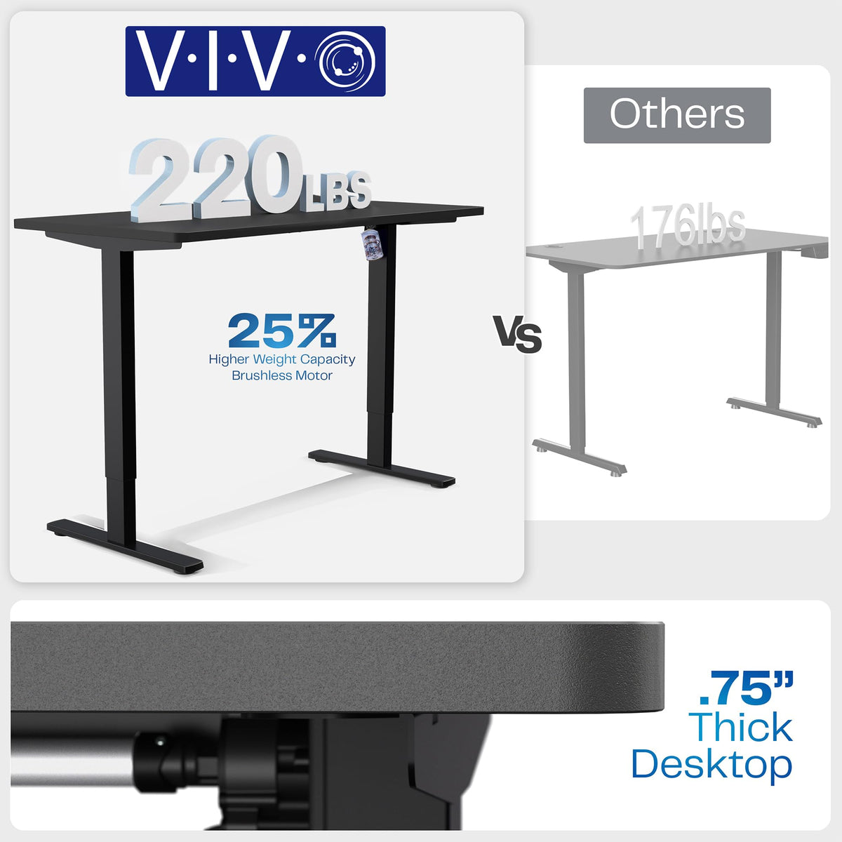 VIVO Electric 60 x 24 in Real Bamboo Standing Desk, Memory Height Adjustment, 1B Series, Holds 220 lbs, One-Piece Top, Black Frame, DESK-KIT-1B6O