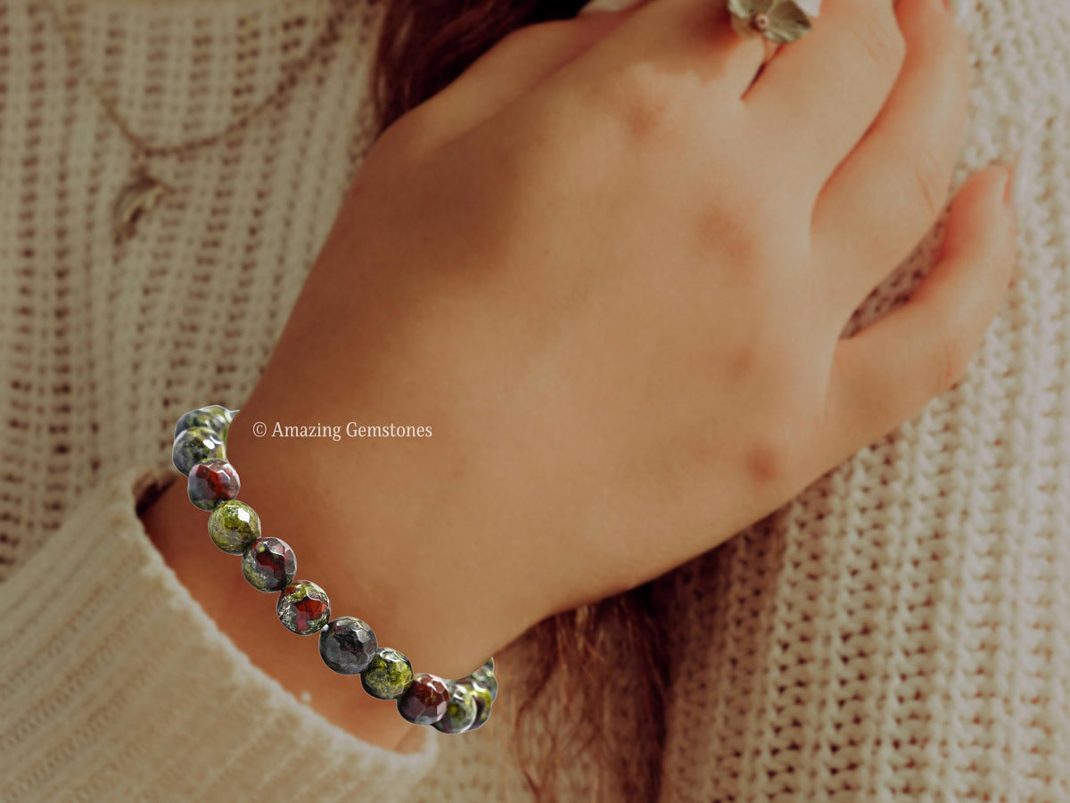 Amazing Gemstone Dragon Bloodstone Bracelet for Women - Chakra Mens Bracelet Protection Crystals and Healing Stones - Blessing Bracelet Spiritual Meditation Gift Christmas Stocking Stuffers