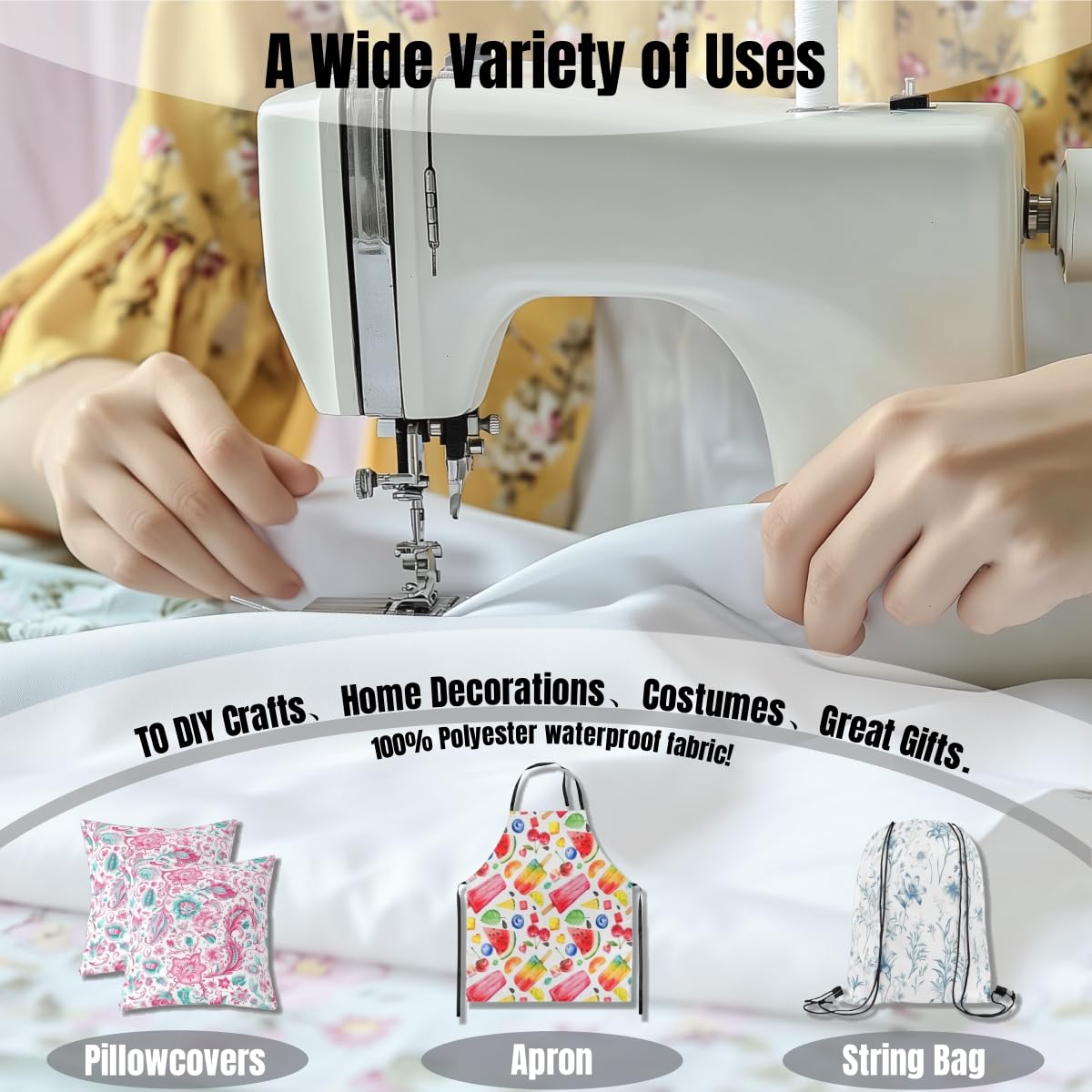 Castle Fairy Sewing Fabric by The Yard,Sewing Machine Spools Soft Flannel Polyester No Stretch Fabric,Botanical Flowers Decorative Fabrics,Black Pink Crafts & Sewing Supplies,1 Yard,36" Lx59 W