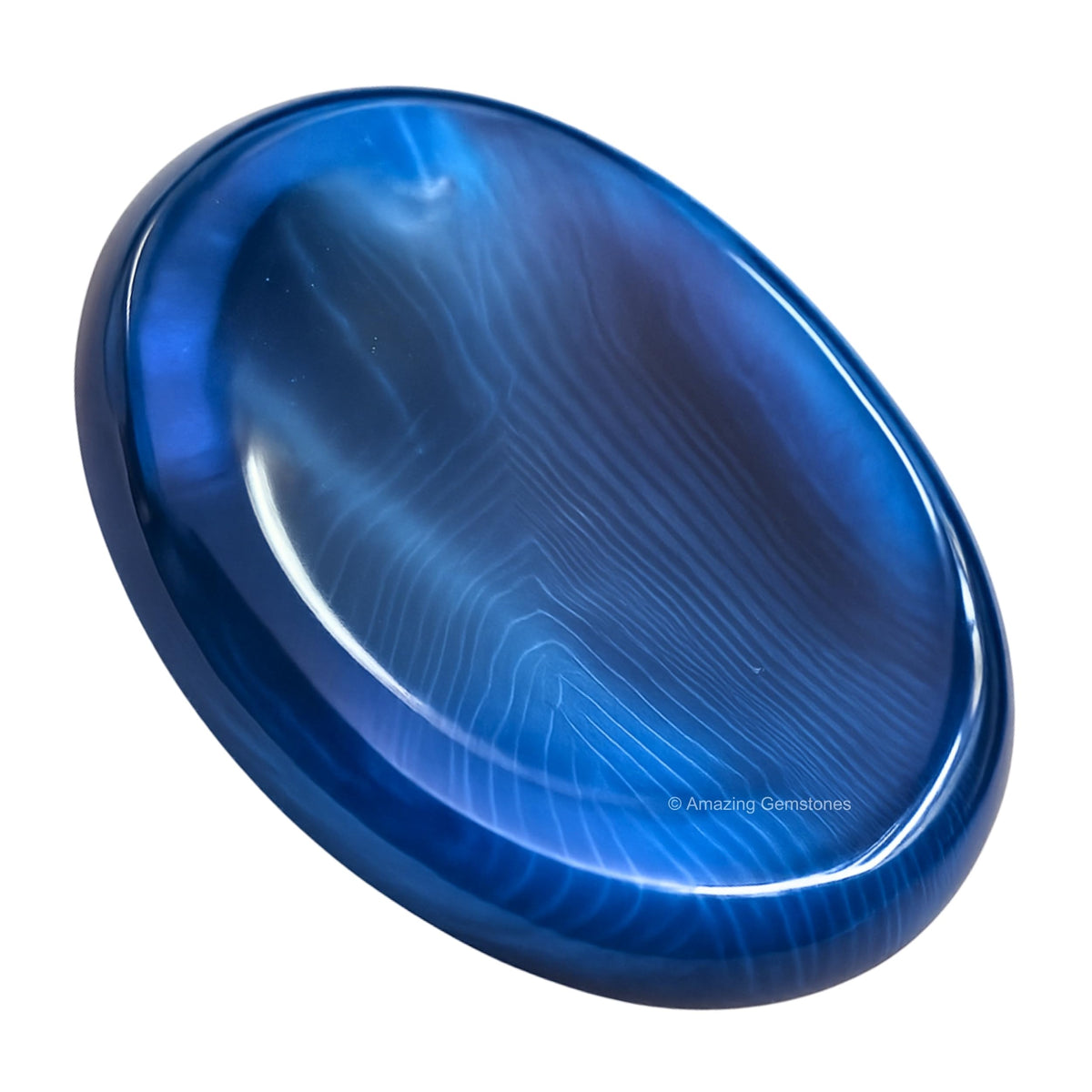Amazing Gemstone Alma Blue Agate Worry Stone, Healing Crystals - Piedra Crystal Fidget for Gift, Meditation, Calming, Relaxation, Stress Relief