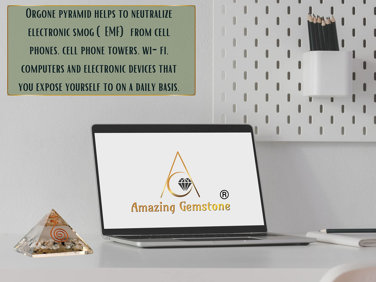 Large Orgone Pyramid | Glow in Dark Rainbow Moonstone Pyramid Crystal | Orgonite Pyramid | Organ Pyramids Positive Energy Healing