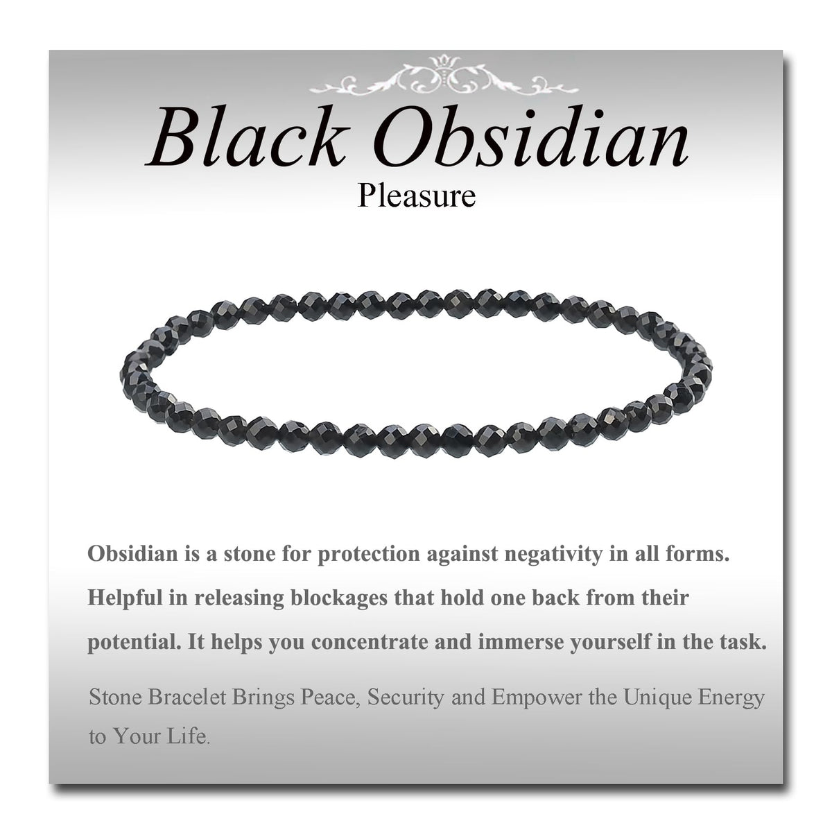 MASSIVE BEADS Natural Genuine Gemstone Beads Healing Crystal Chakra Reiki Jewelry Faceted Round Beads Bracelets (Black Obsidian, 3mm)