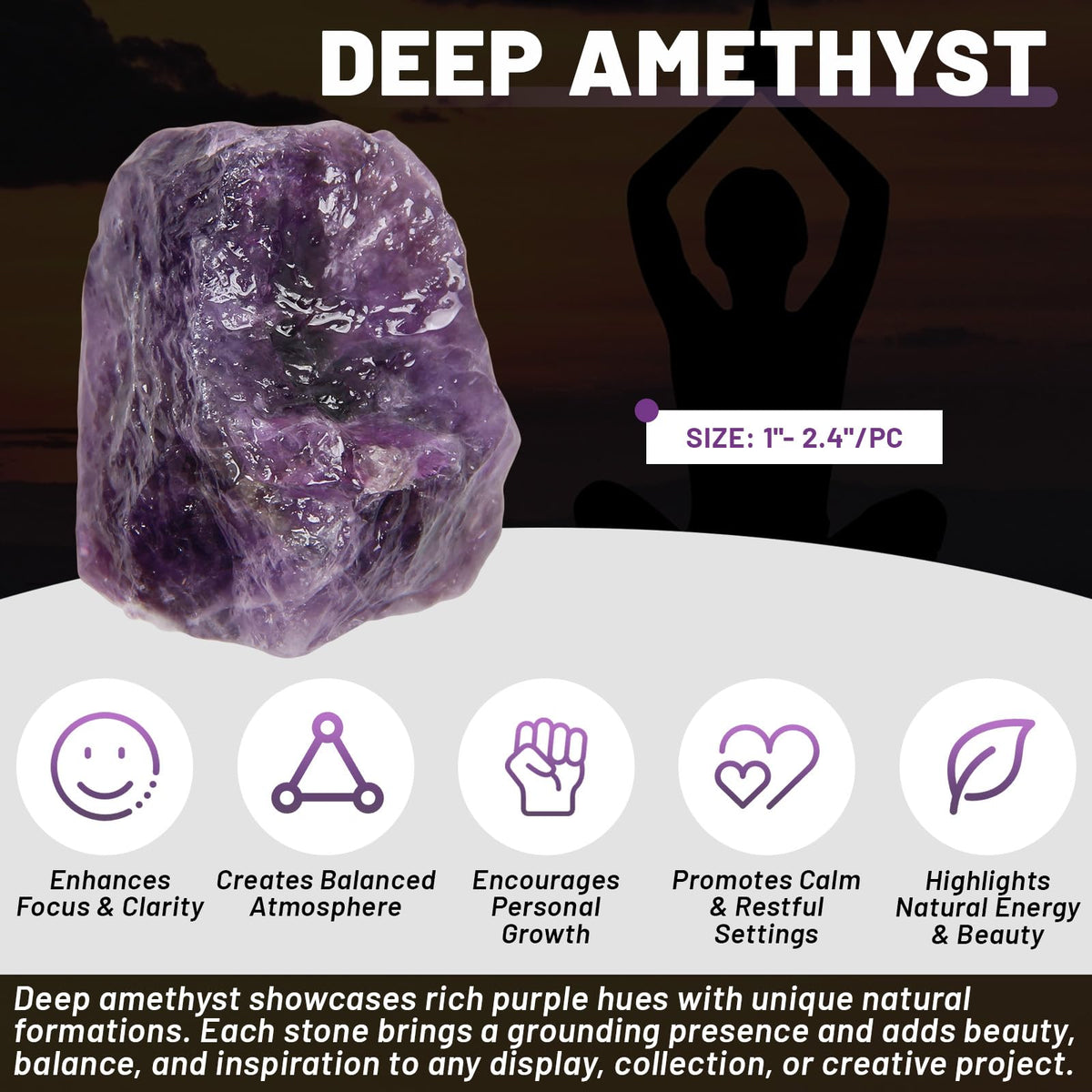 1.1lb Bulk Raw Deep Amethyst Stone Rough Crystal-Natural Raw Stones Crystal for Tumbling, Cabbing, Fountain Rocks, Decoration, Polishing, Wire Wrapping, Wicca & Reiki Crystals Healing