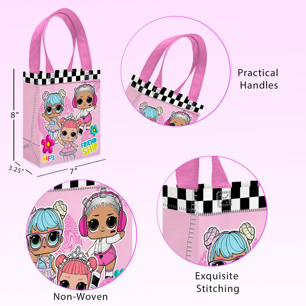 LOL Surprise Party Favor Bag Set – 24 Pack of 8" Goodie Bags for Kids Bulk Reusable Mini Totes | LOL Surprise Birthday Supplies for Girls, Kids