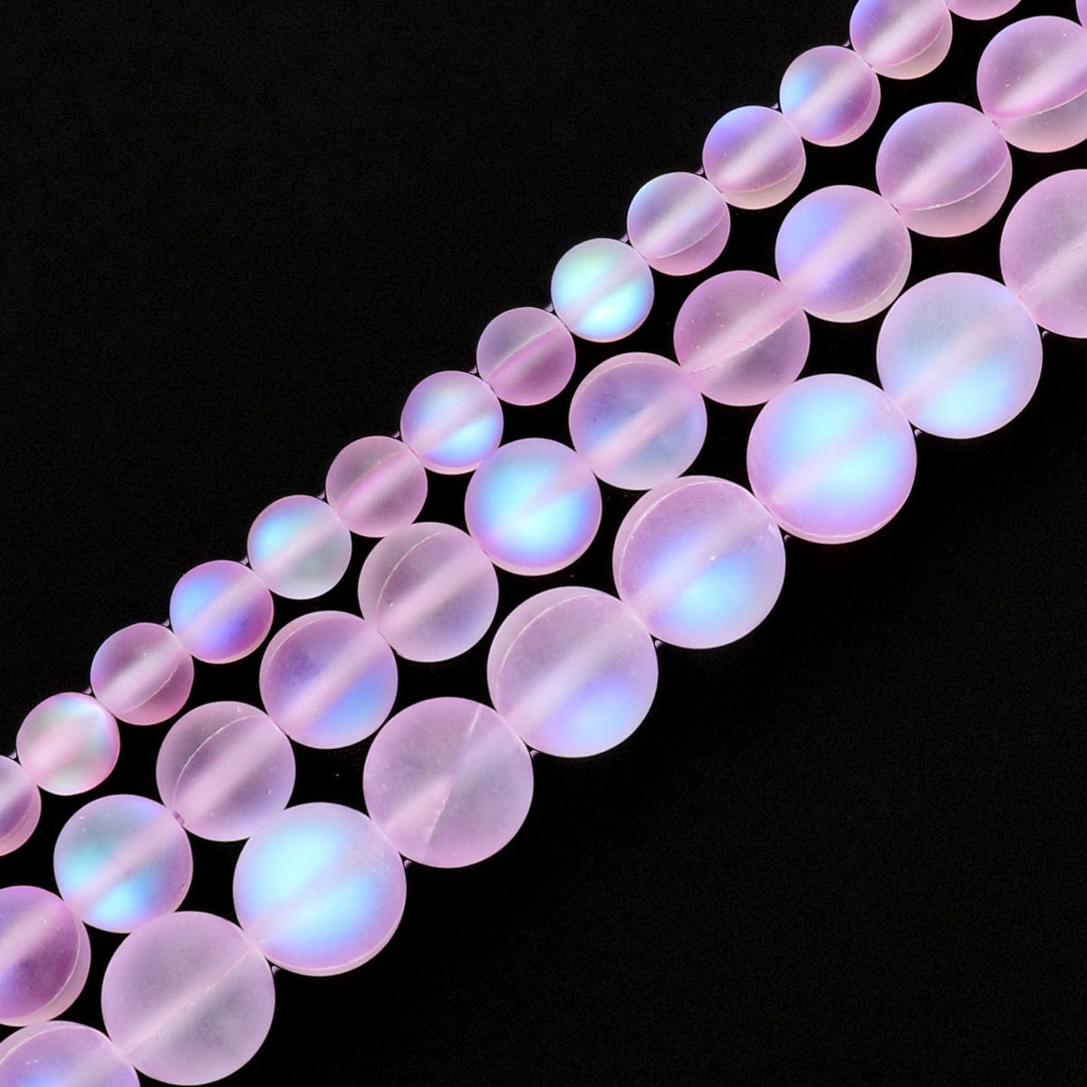 uxcell Matte Crystal Glass Beads 10mm Synthetic Frosted Shining Semi-Precious Round Loose Beads Synthetic Moonstone for Jewelry Making DIY Bracelet, Light Purple